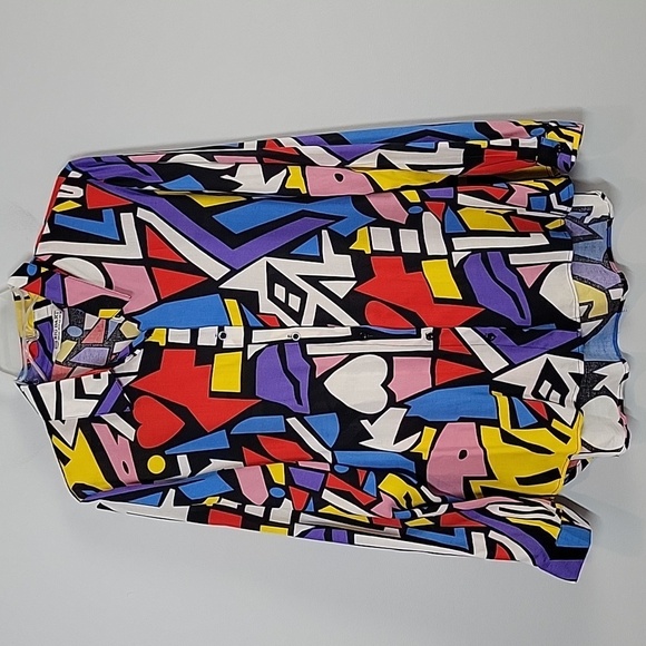 BIG DART colorful retro 80s 90s button front collared shirt - Picture 1 of 7